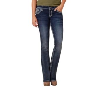 ROCK REVIVAL "Betty Boot" bootcut jeans dark #EP91628224L sz33 The Buckle nwot
